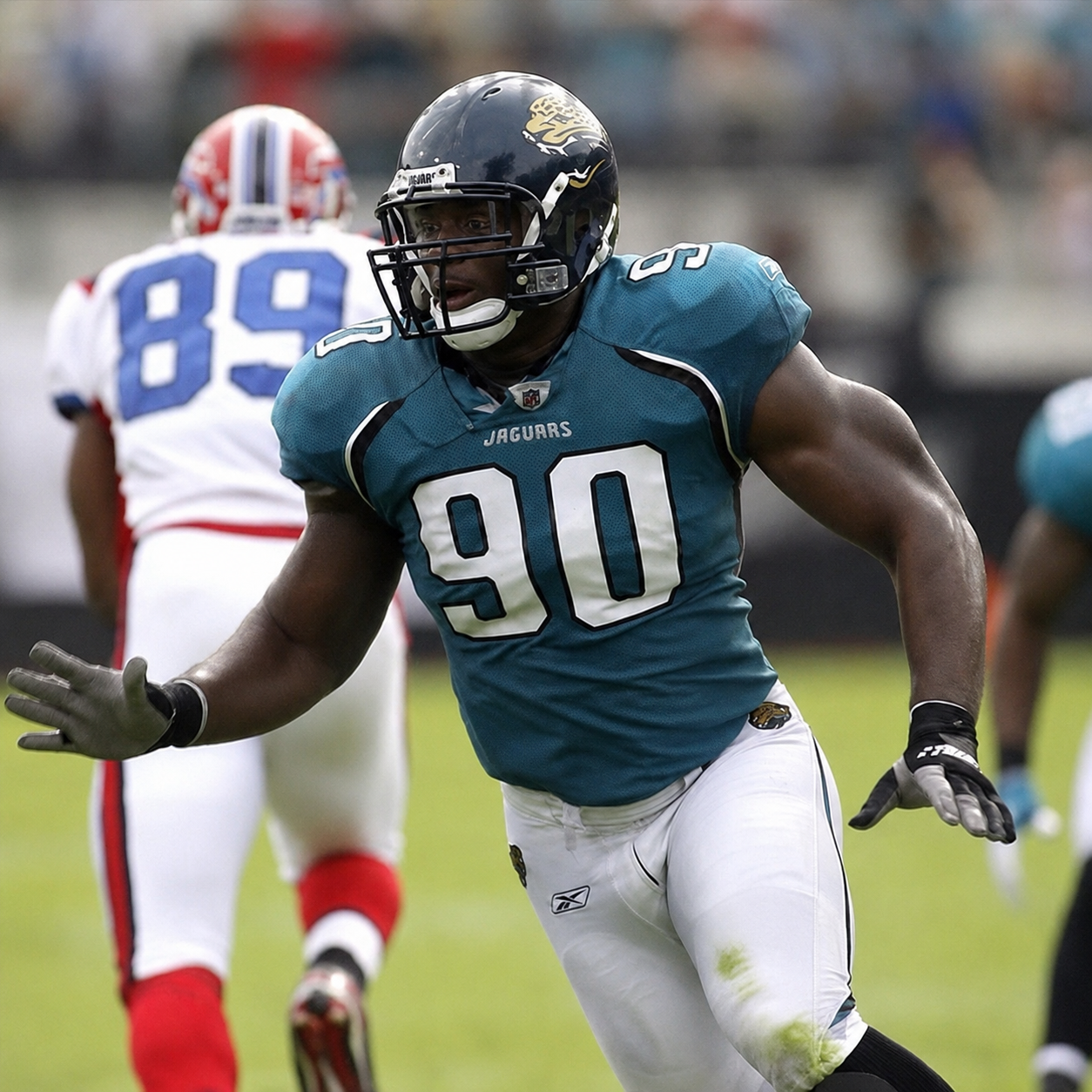 Julius Williams rushing the passer for the Jacksonville Jaguars